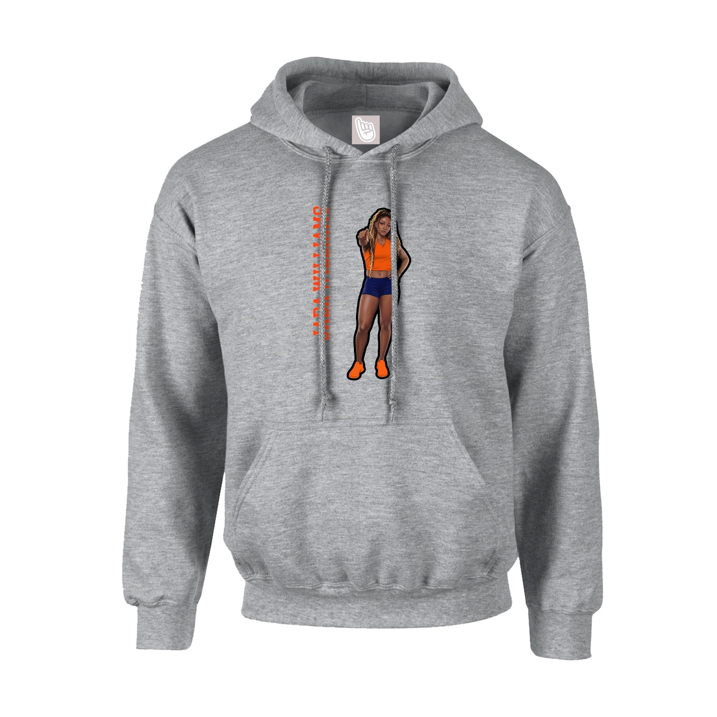 Hoodie — Name Vertical in Grey