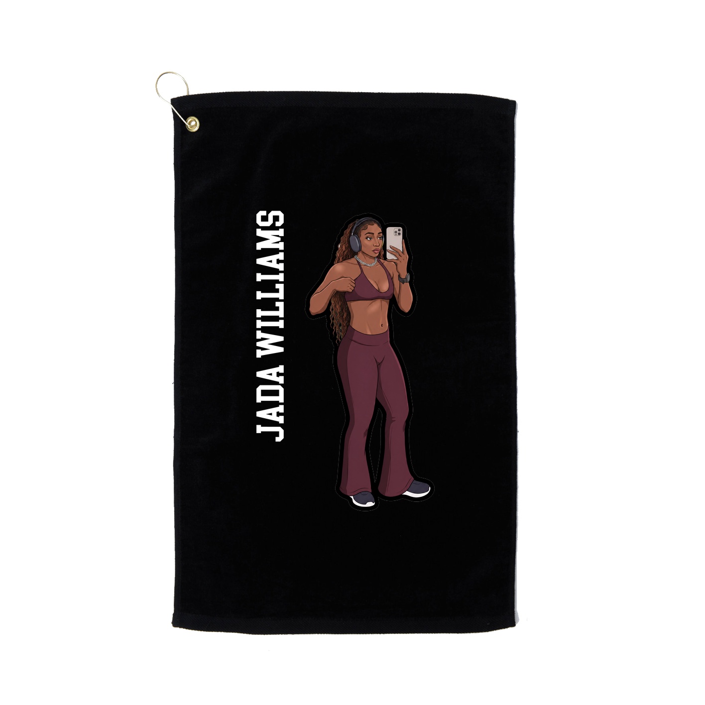 Golf Towel — Name Vertical in Black