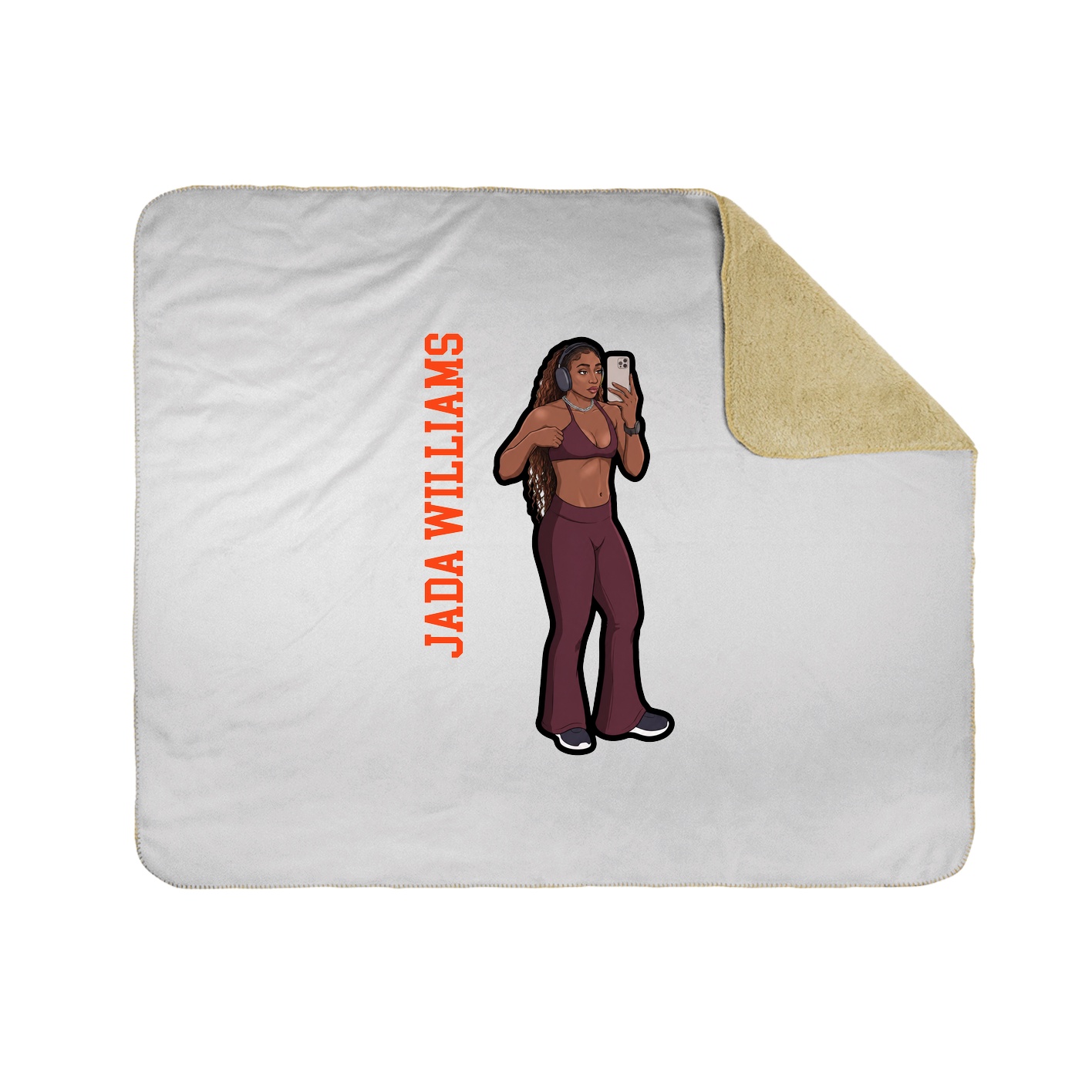 Throw Blanket — Name Vertical in White