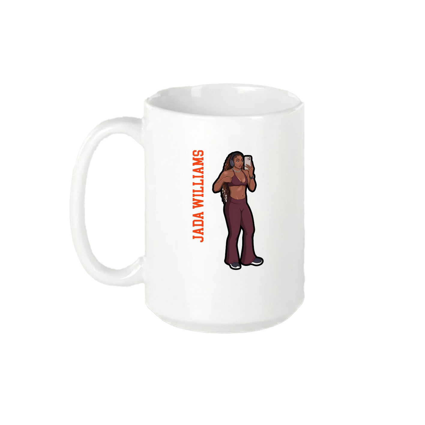15oz Coffee Mug — Name Vertical in White