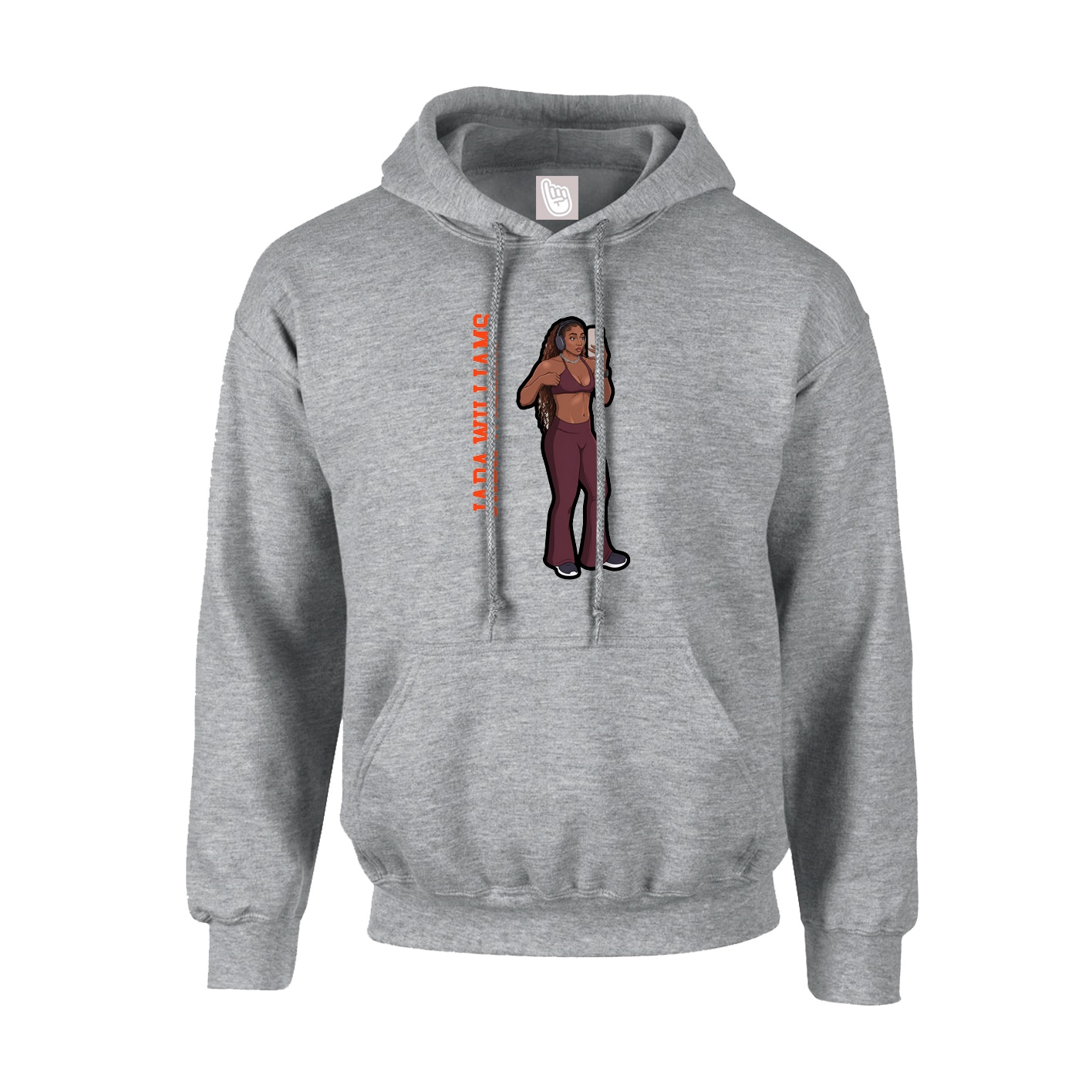 Hoodie — Name Vertical in Grey