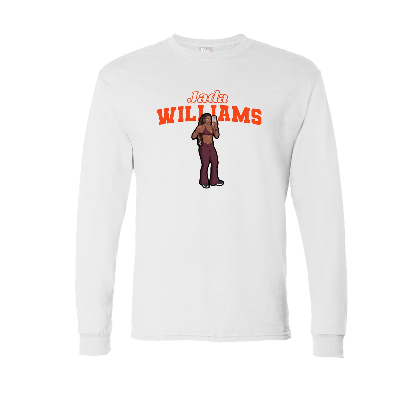 Long Sleeve Tee — Name Arch in White