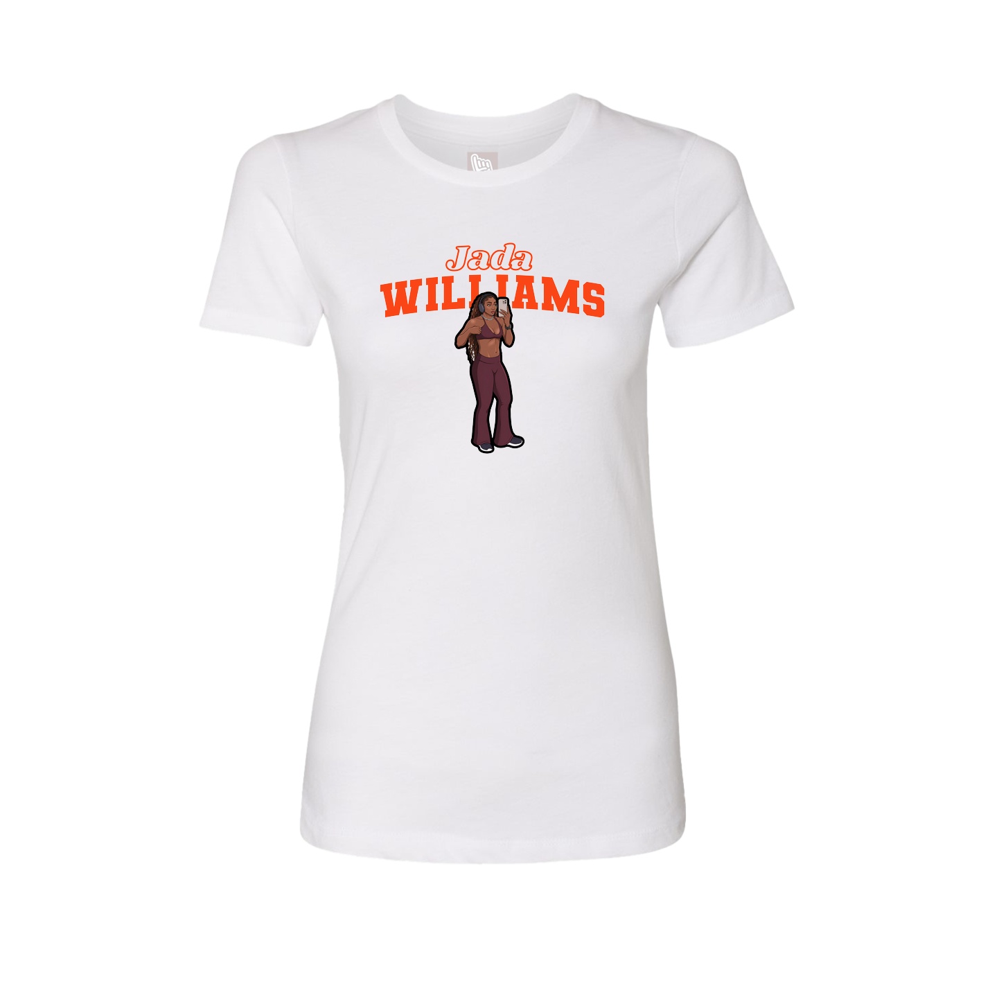 Fitted Women's Tee — Name Arch in White