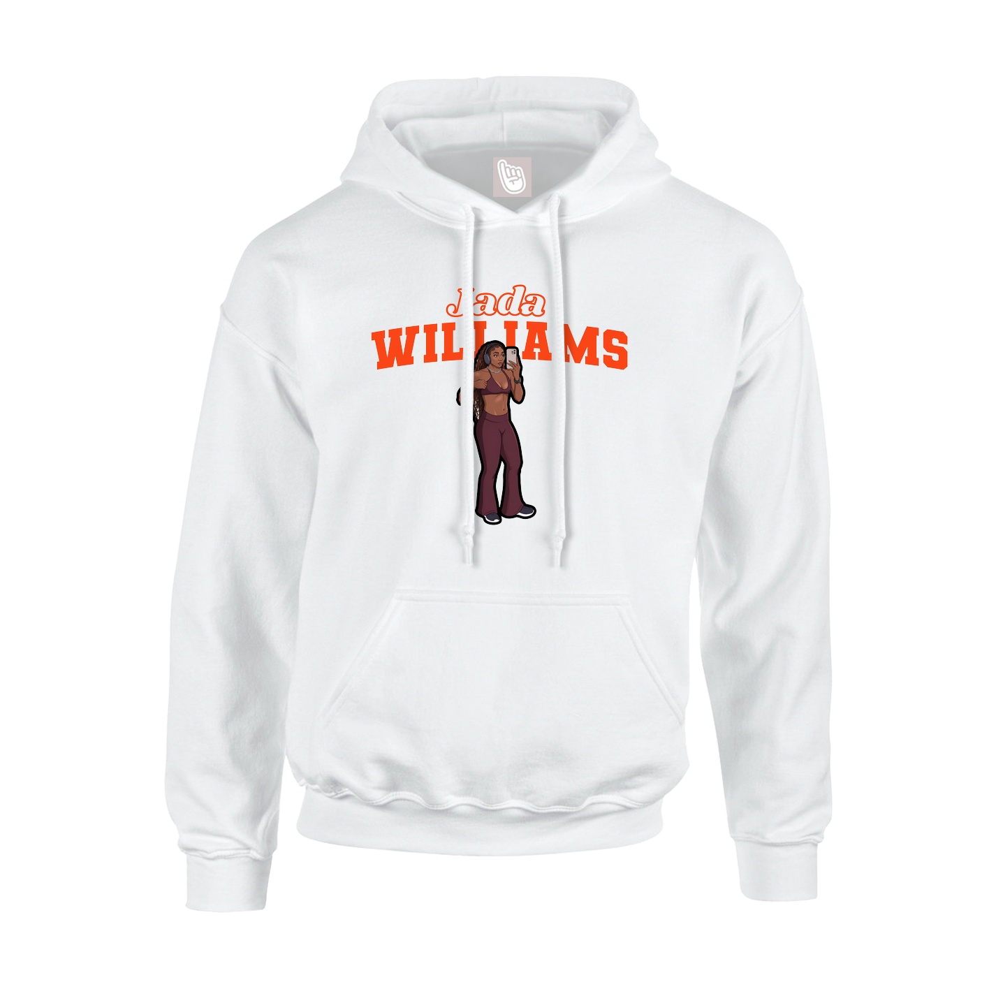 Youth Hoodie — Name Arch in White