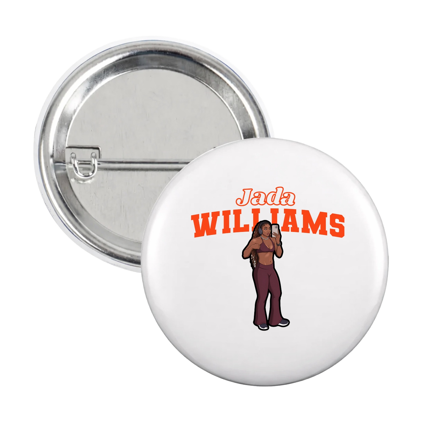 Game Day Button — Name Arch in White