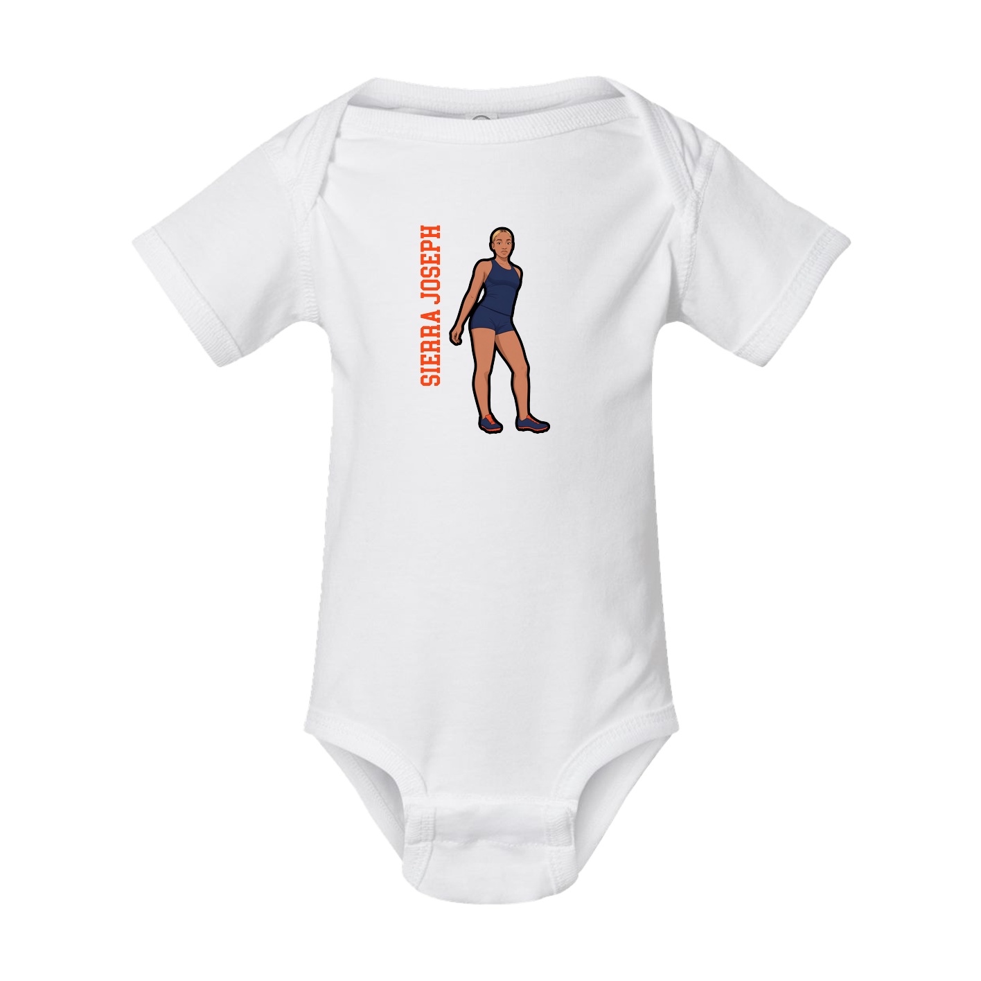 Baby Onesie — Name Vertical in White