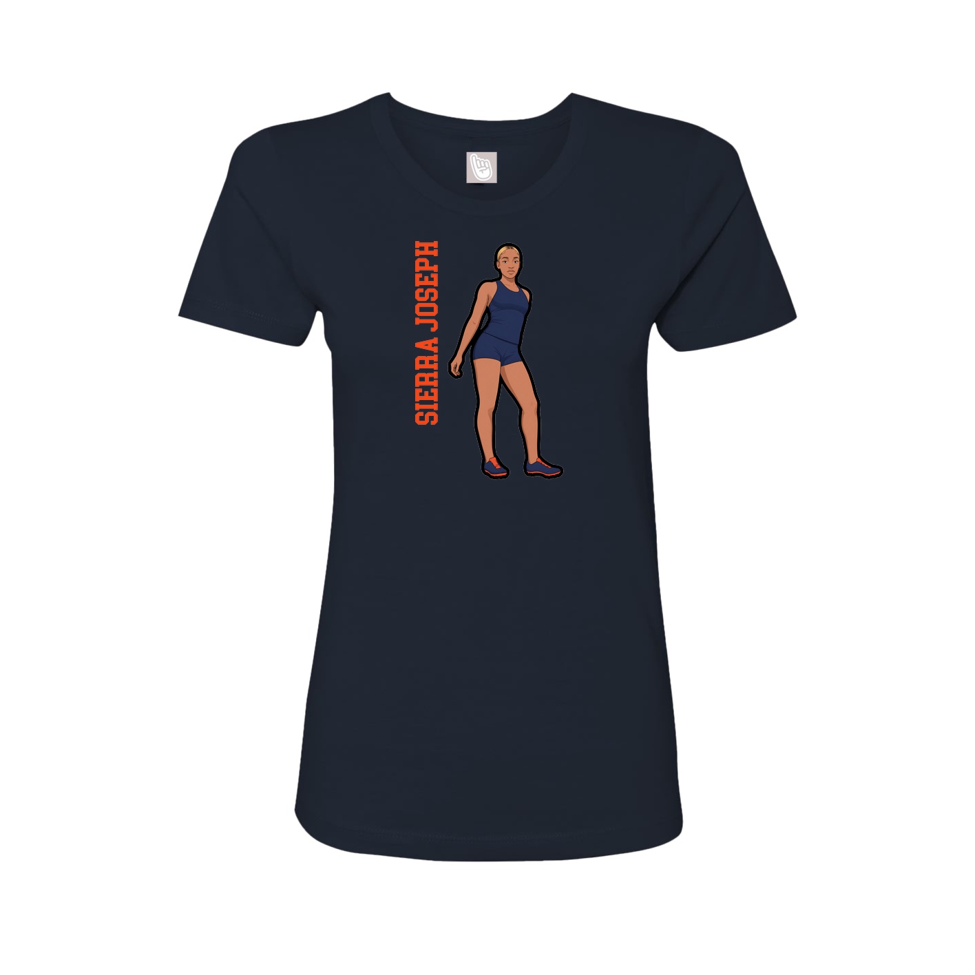 Fitted Women's Tee — Name Vertical in Navy