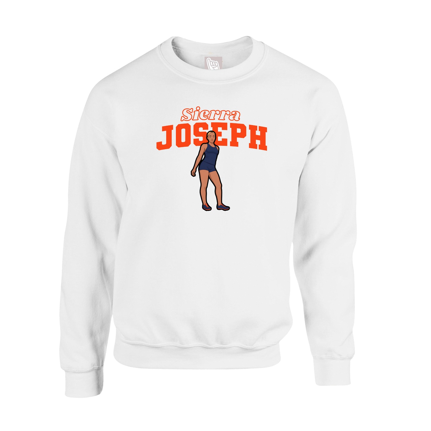 Fleece Crew — Name Arch in White