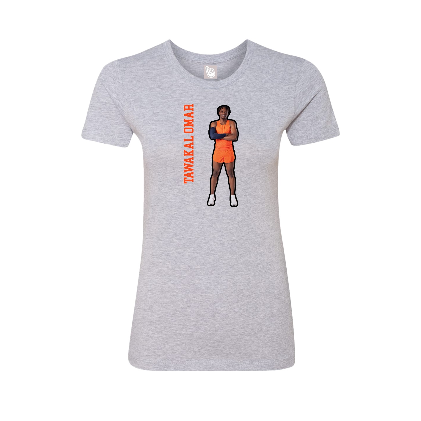 Fitted Women's Tee — Name Vertical in Grey