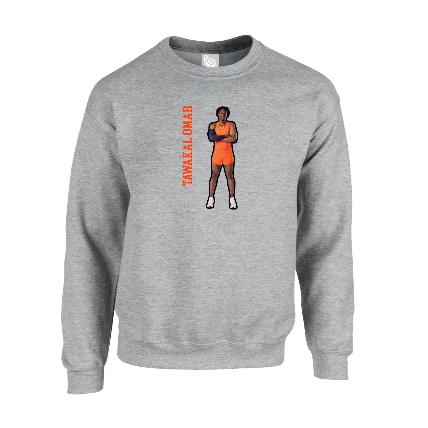 Fleece Crew — Name Vertical in Grey