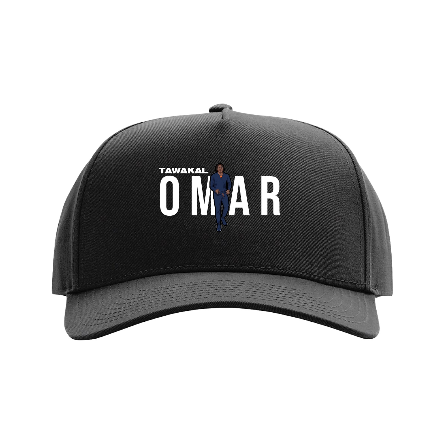 Full Fabric Five-Panel Champ Cap — Player Name in Black