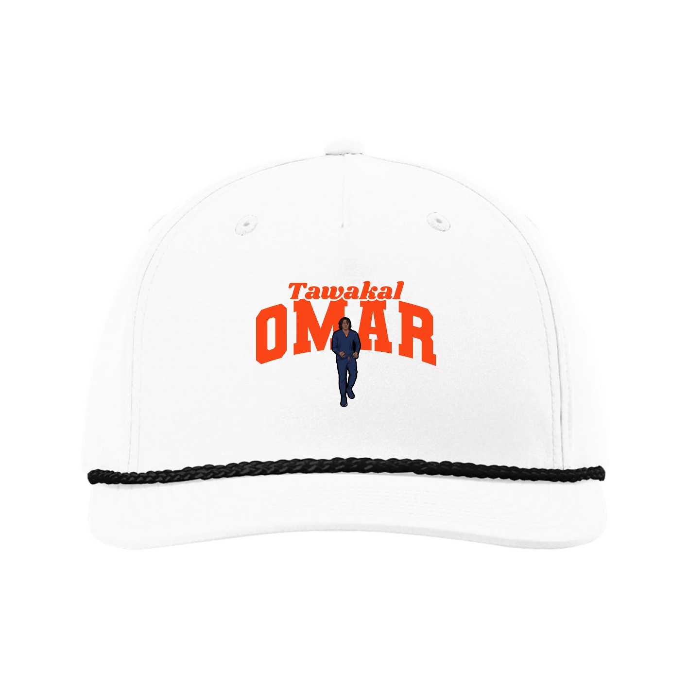 Five-Panel Classic Rope Cap — Signature Arch in White