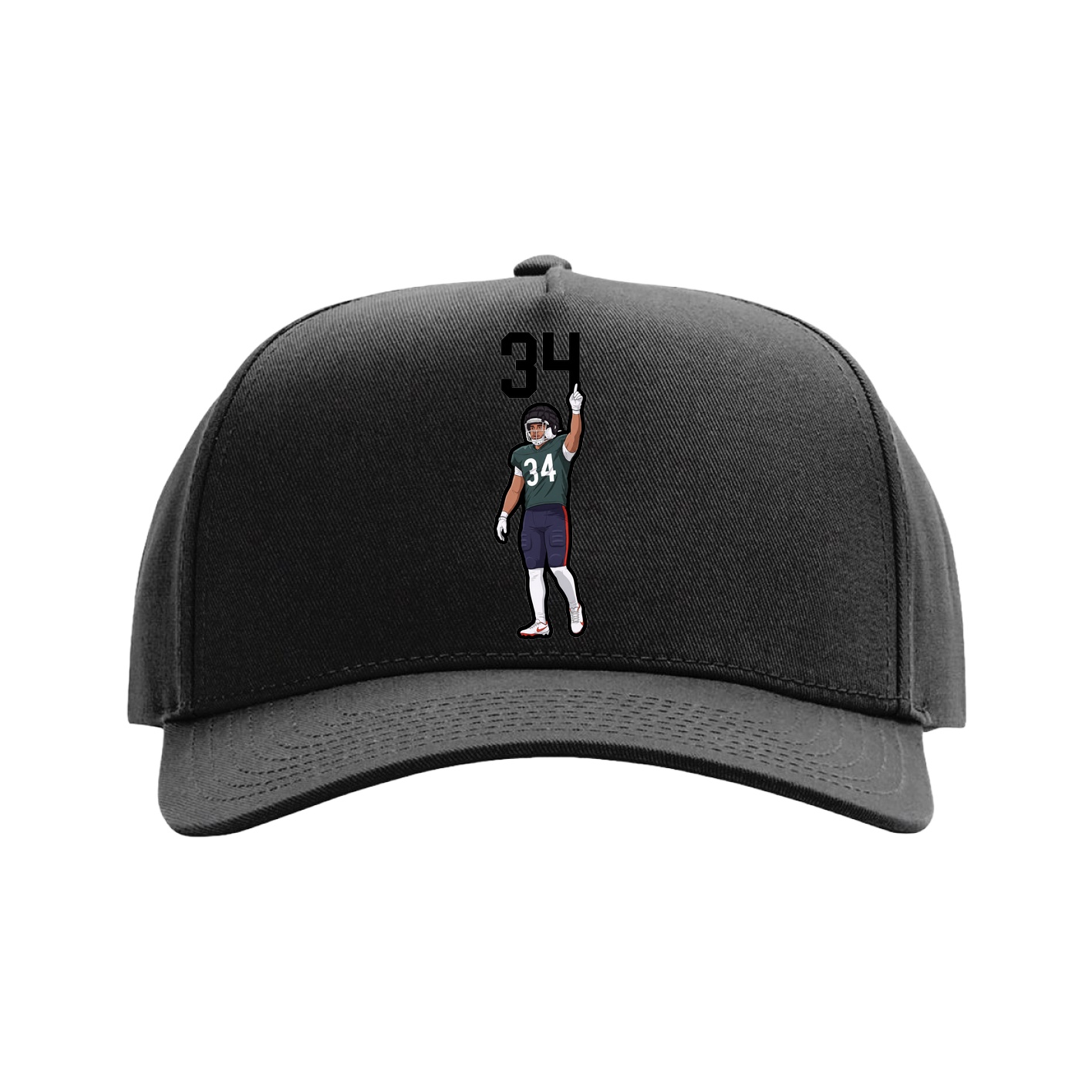 Full Fabric Five-Panel Champ Cap — Number Top in Black