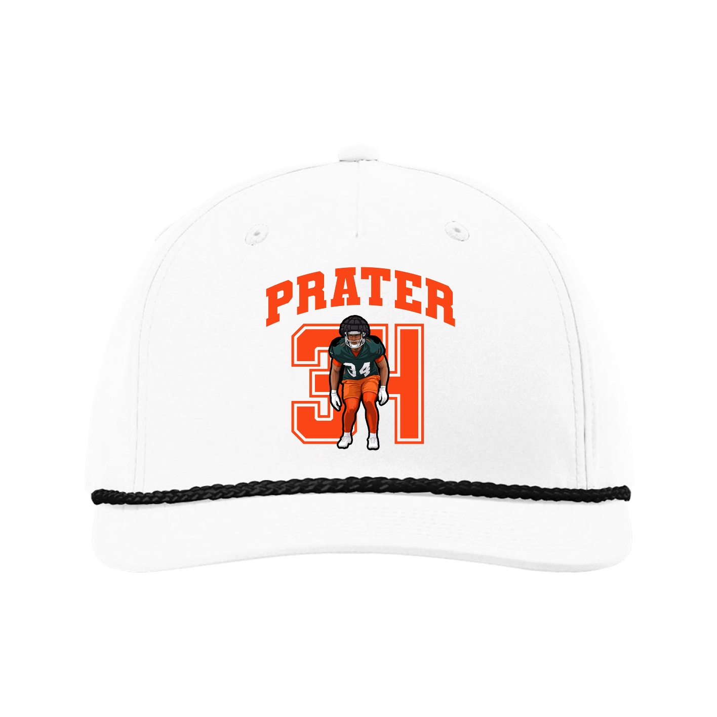 Five-Panel Classic Rope Cap — Number in White