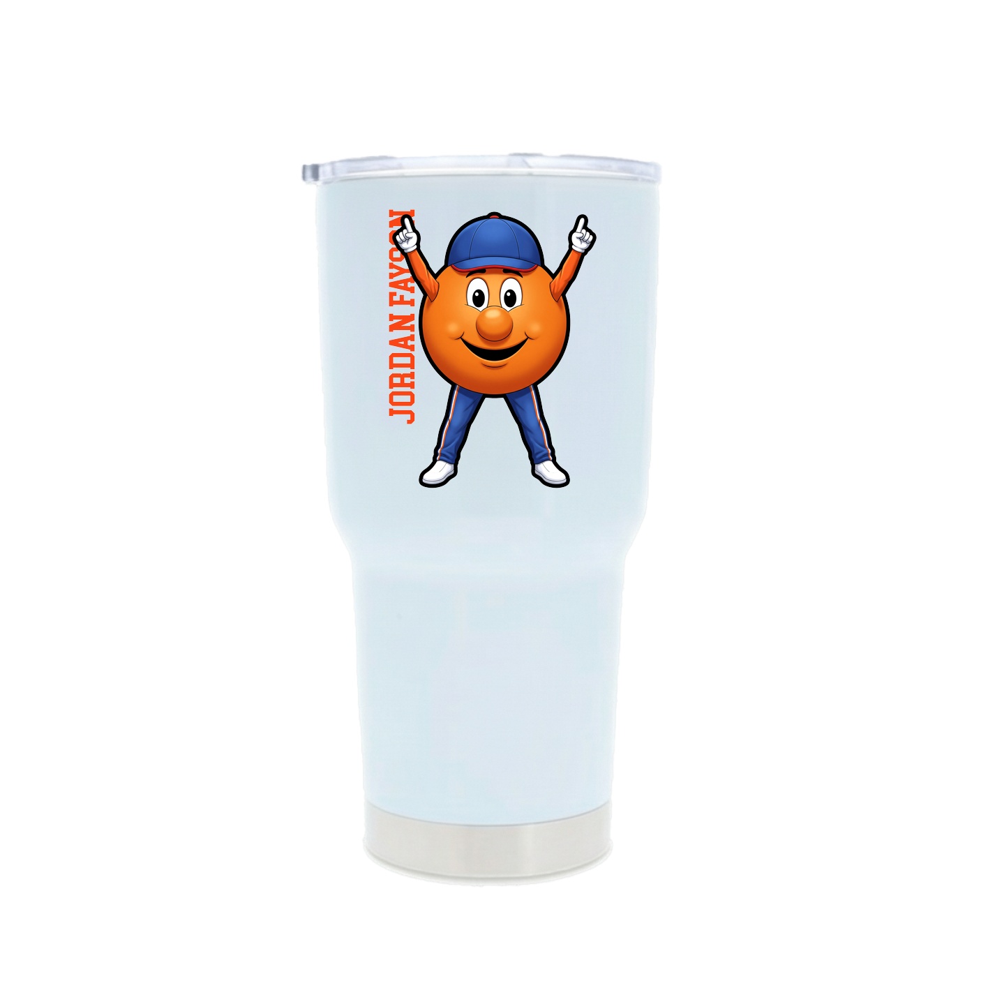30oz Stainless Steel Tumbler — Name Vertical in White