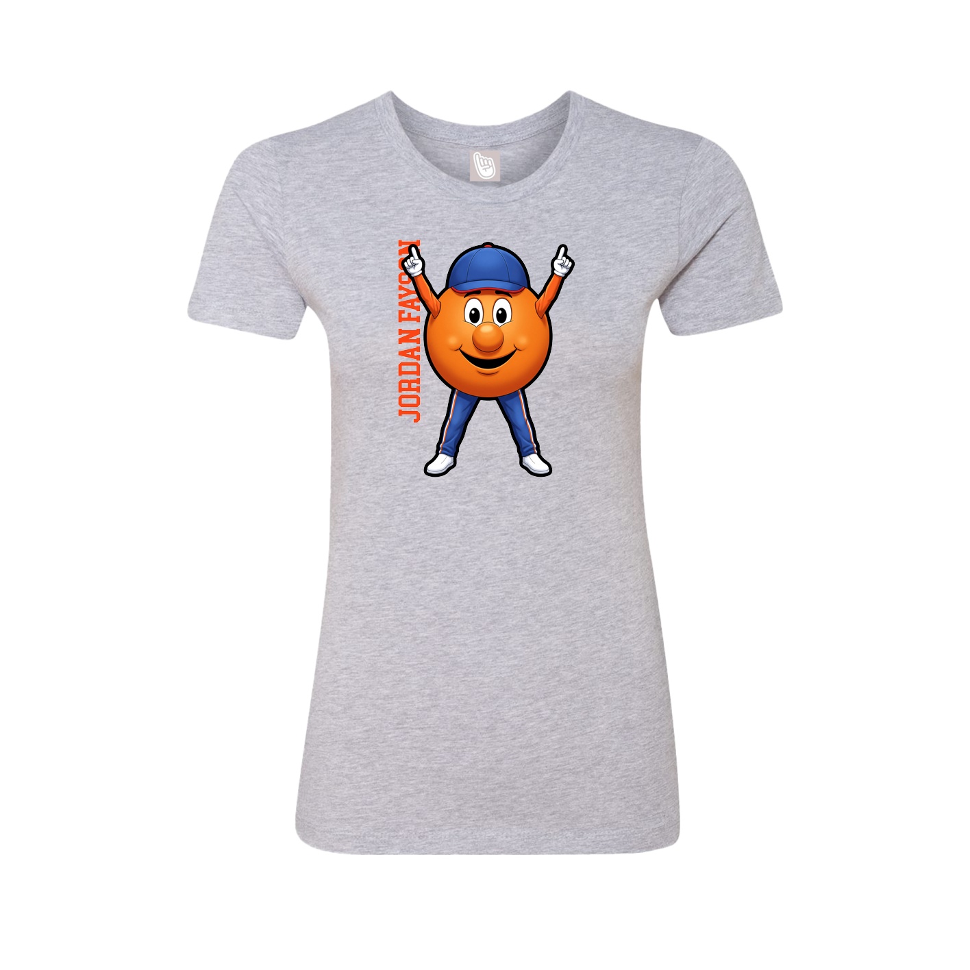 Fitted Women's Tee — Name Vertical in Grey