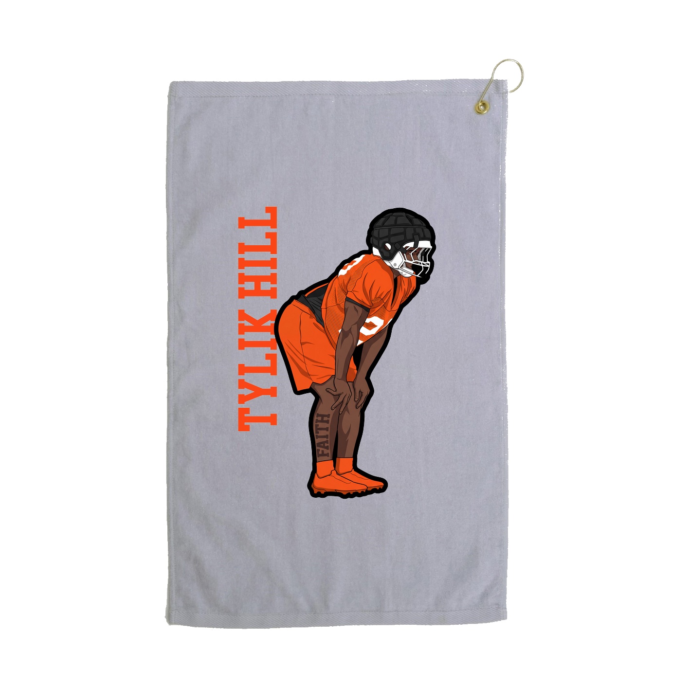 Golf Towel — Name Vertical in Grey