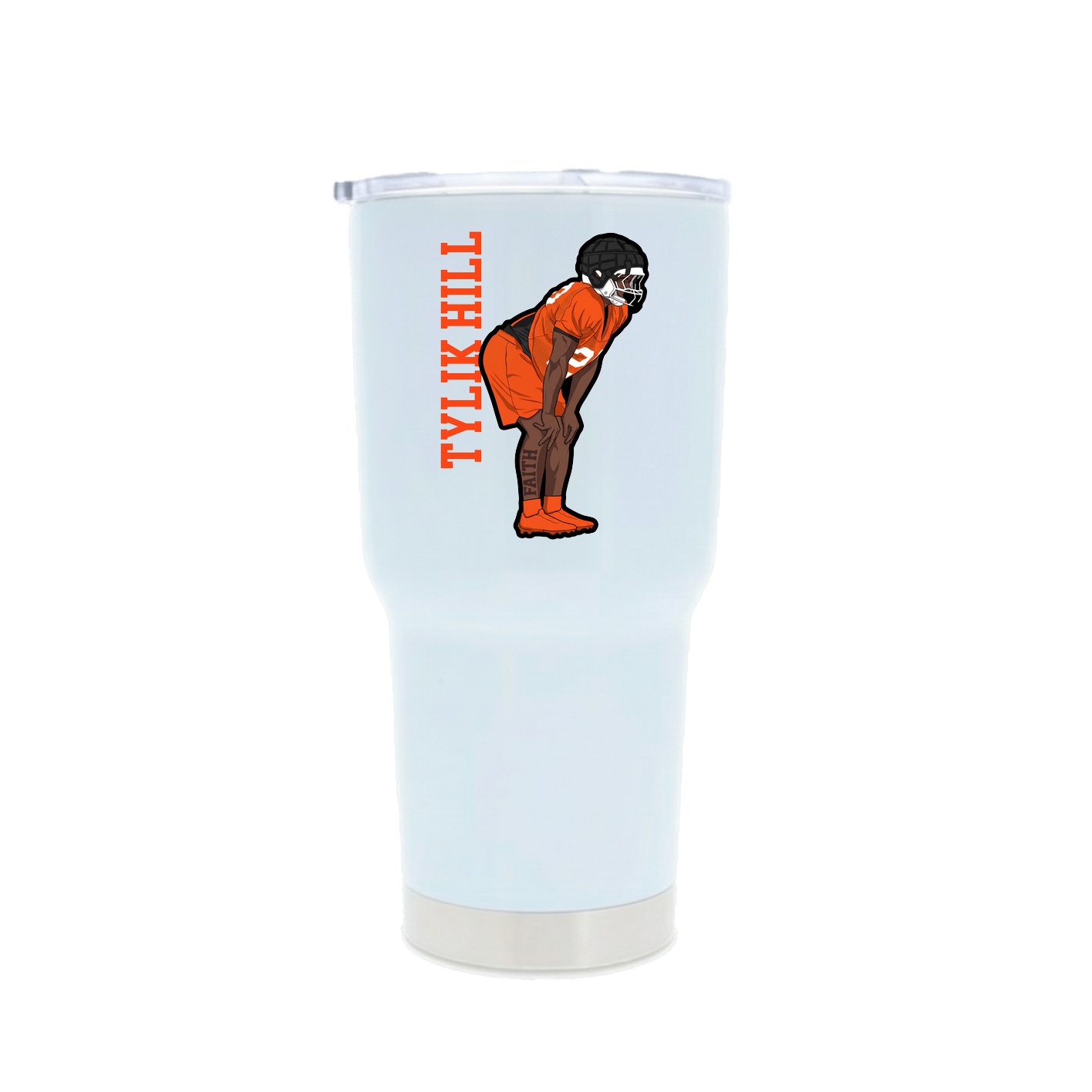 30oz Stainless Steel Tumbler — Name Vertical in White