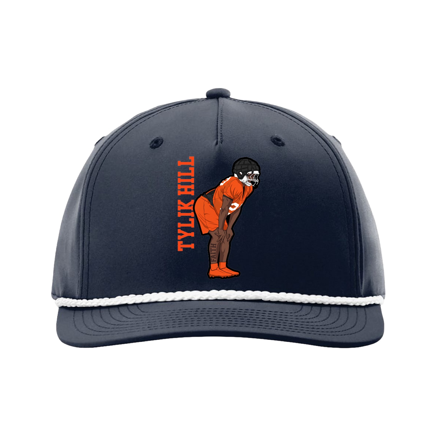 Five-Panel Classic Rope Cap — Name Vertical in Navy