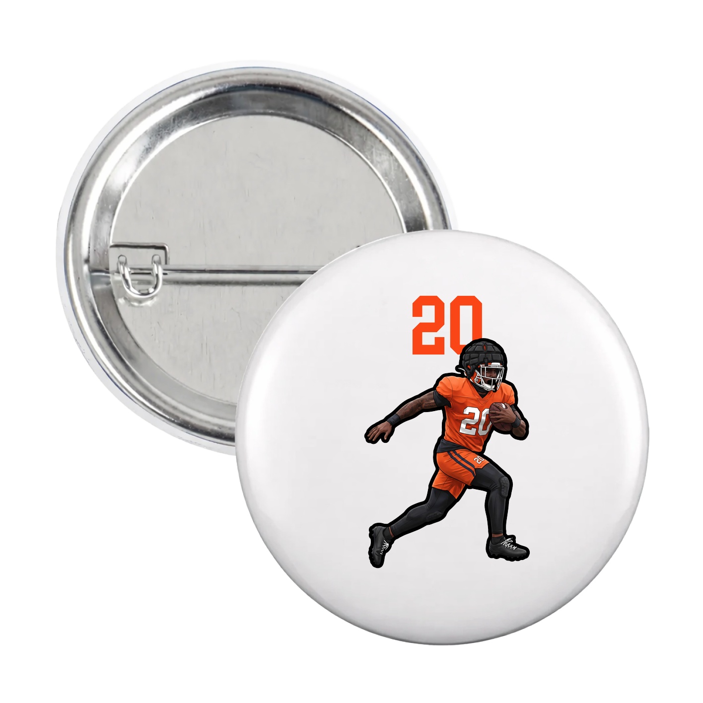 Game Day Button — Number Top in White