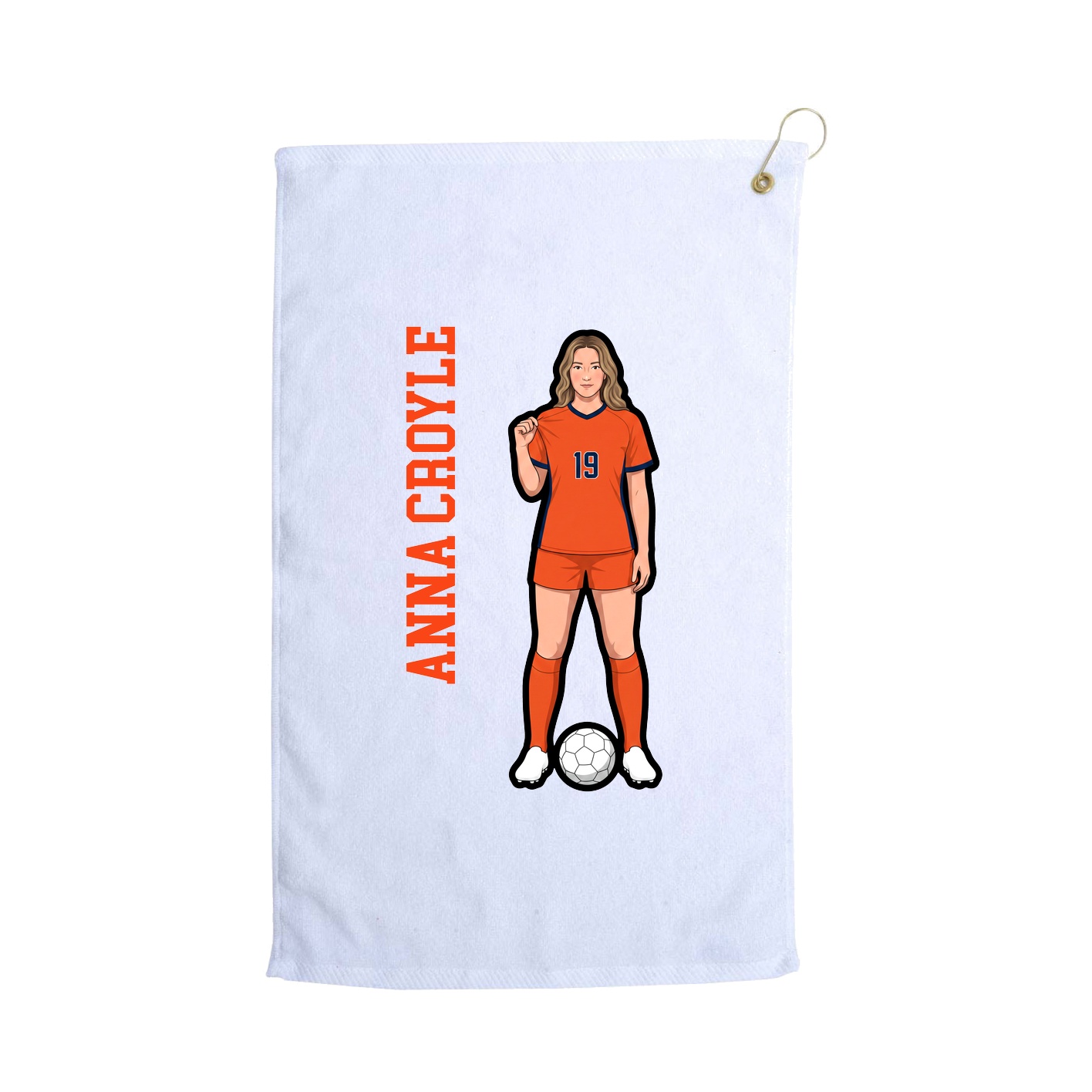 Golf Towel — Name Vertical in White