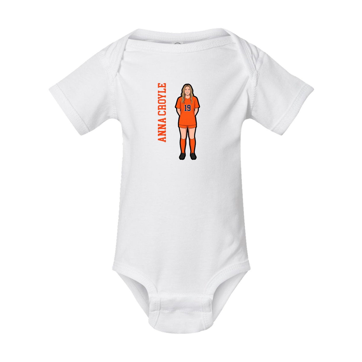 Baby Onesie — Name Vertical in White
