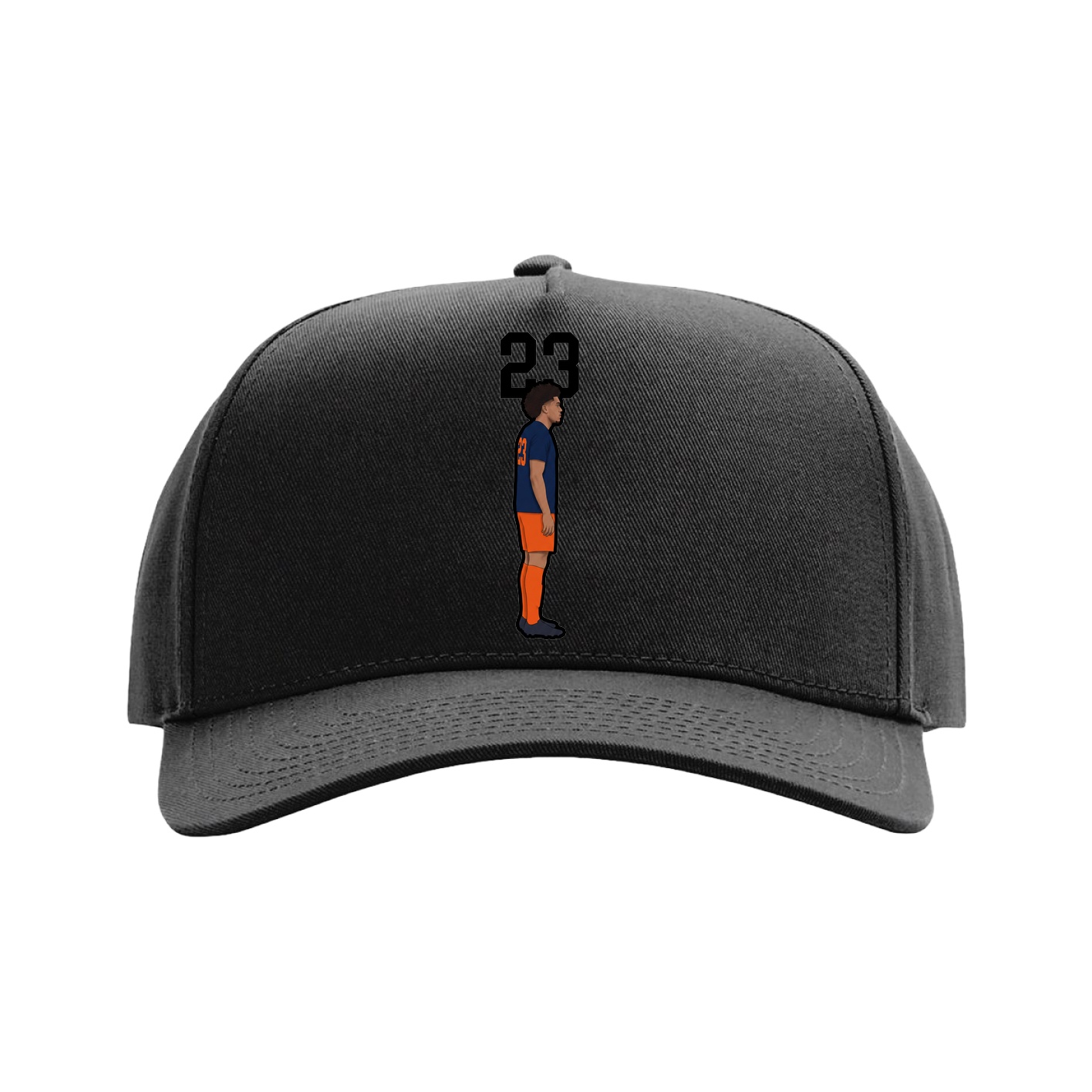 Full Fabric Five-Panel Champ Cap — Number Top in Black