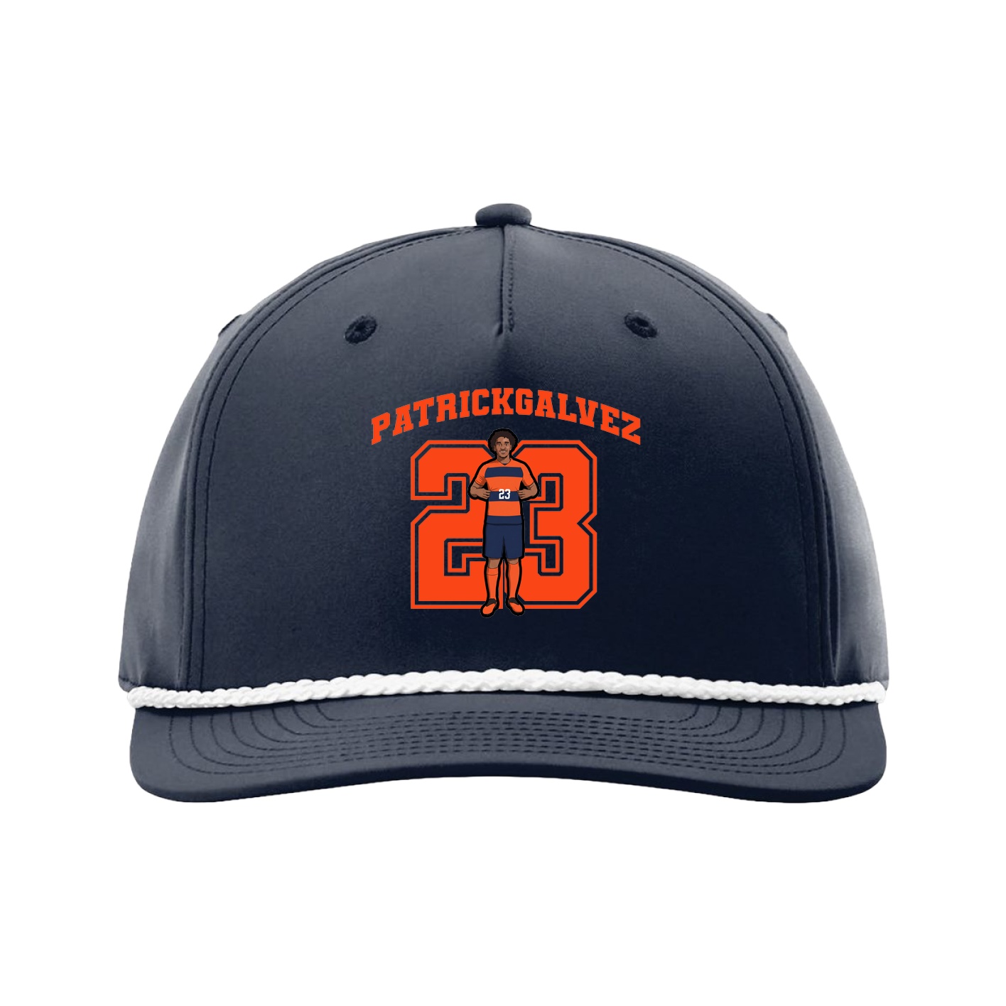 Five-Panel Classic Rope Cap — Number in Navy