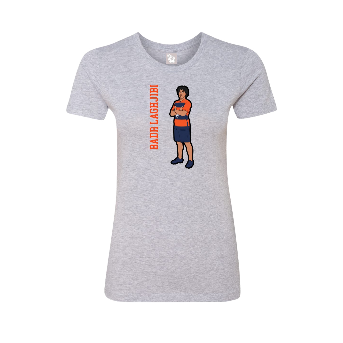 Fitted Women's Tee — Name Vertical in Grey