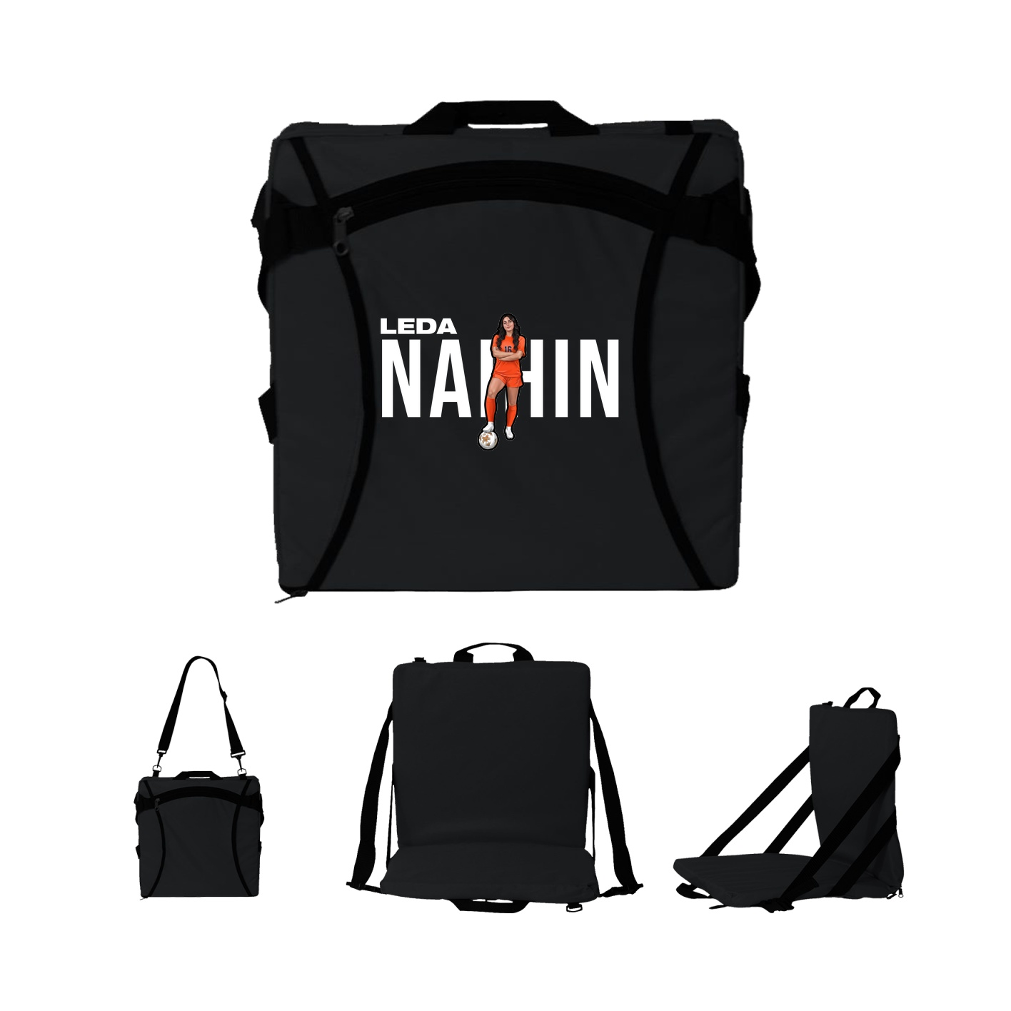 Folding Stadium Seat — Player Name in Black