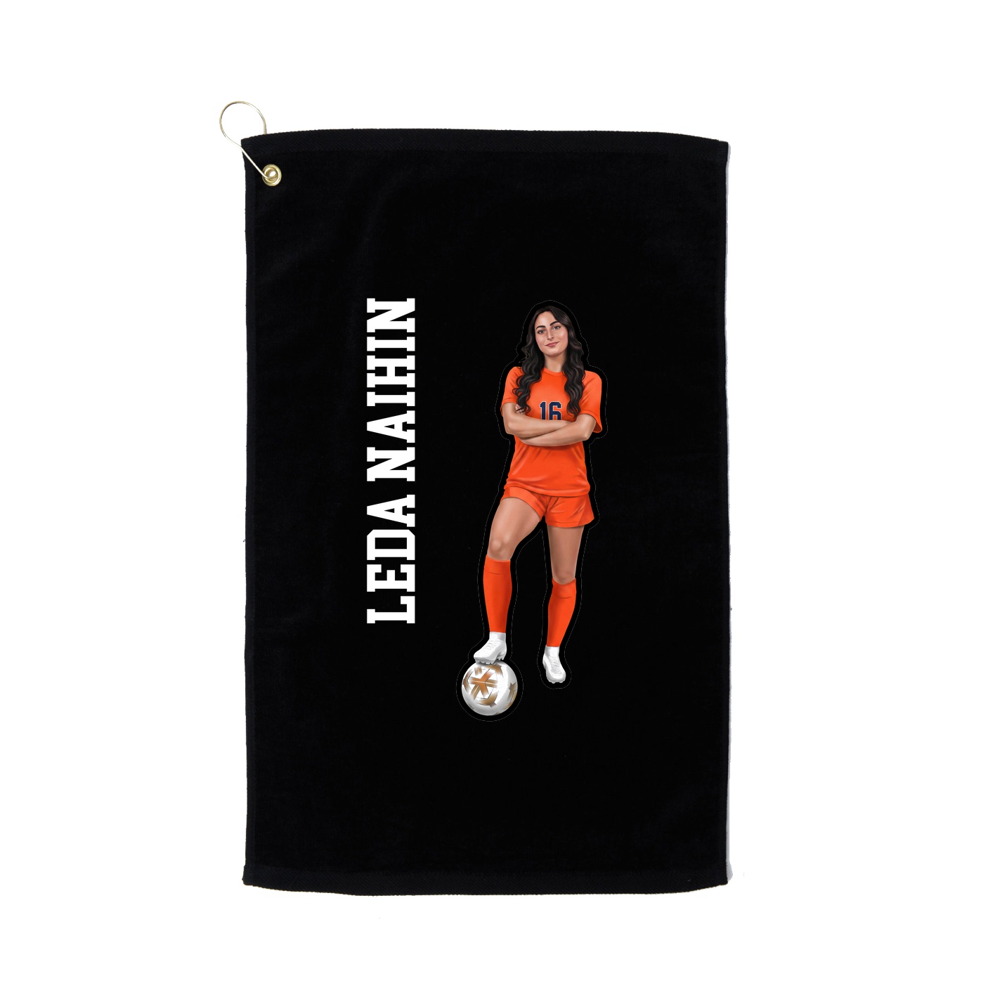 Golf Towel — Name Vertical in Black