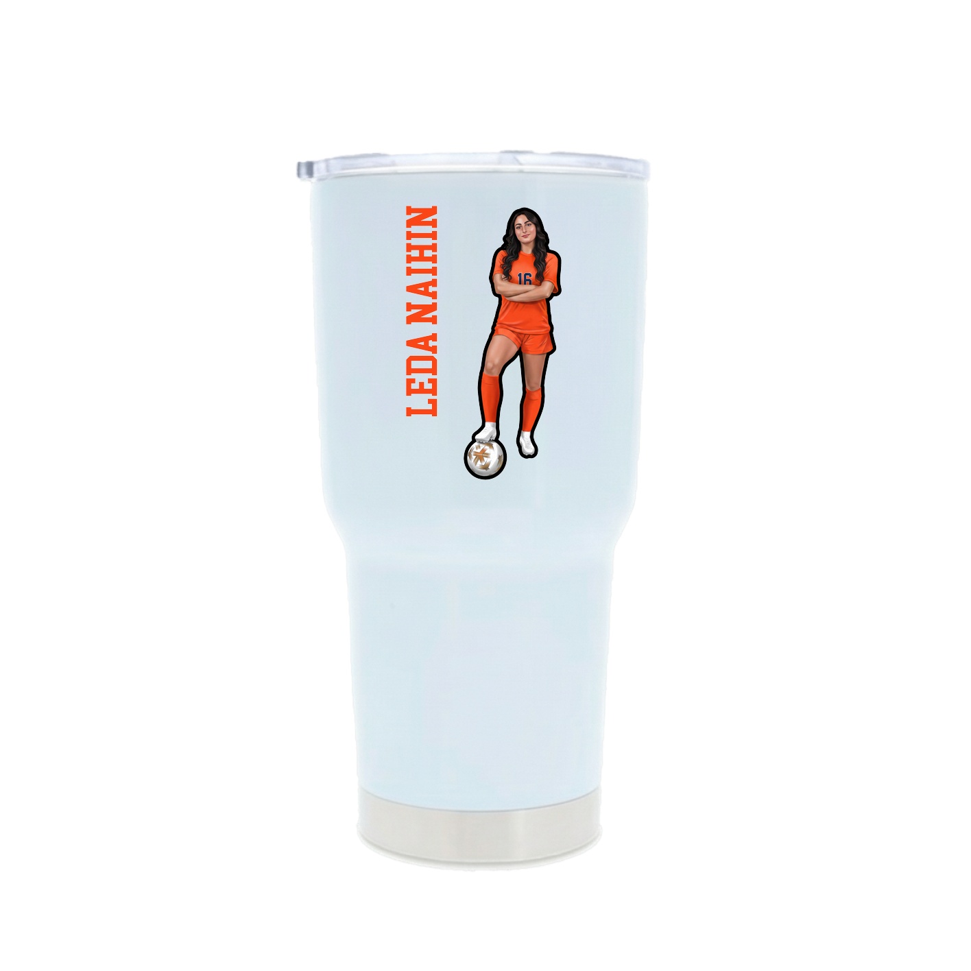 30oz Stainless Steel Tumbler — Name Vertical in White