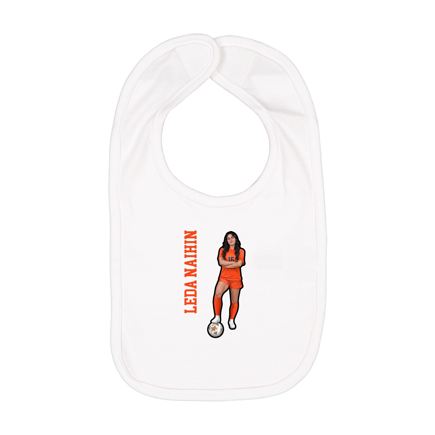 Infant Bib — Name Vertical in White