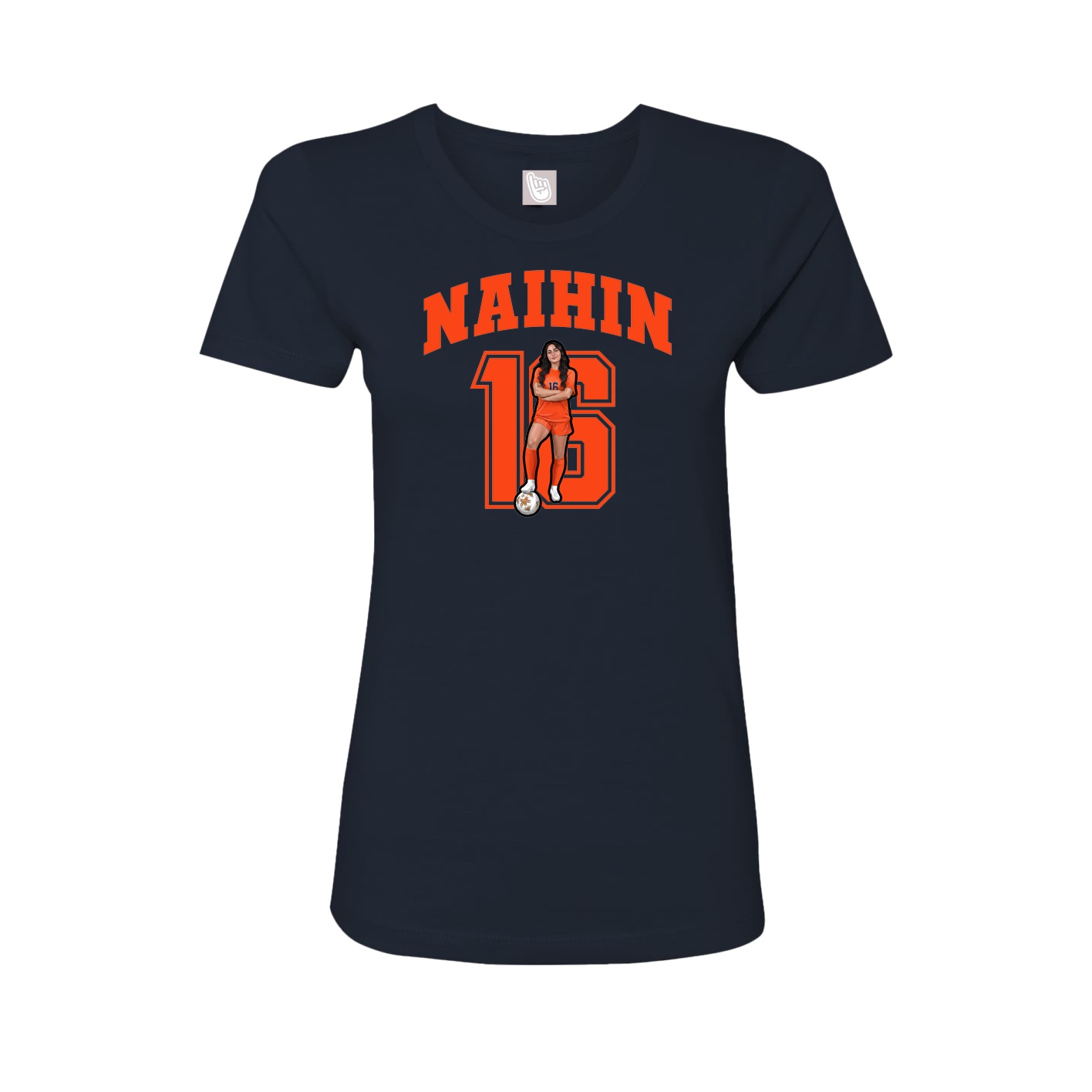 Fitted Women's Tee — Number in Navy