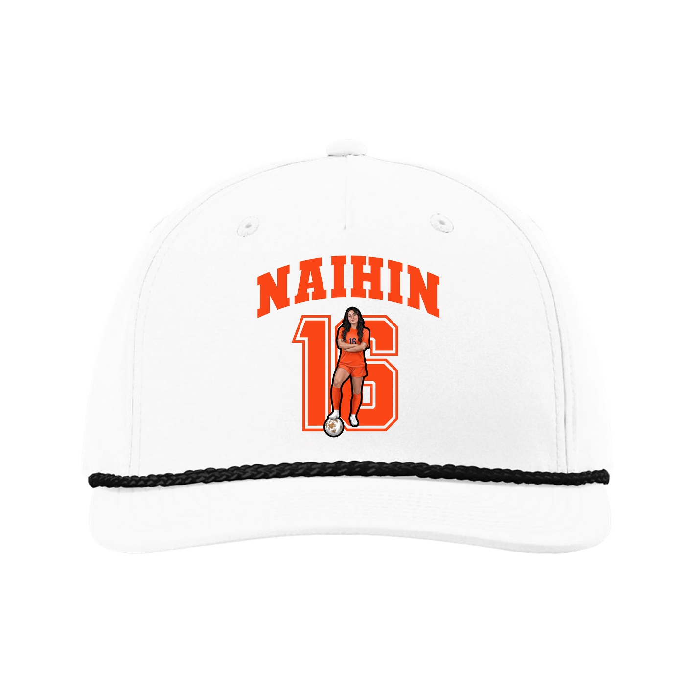 Five-Panel Classic Rope Cap — Number in White