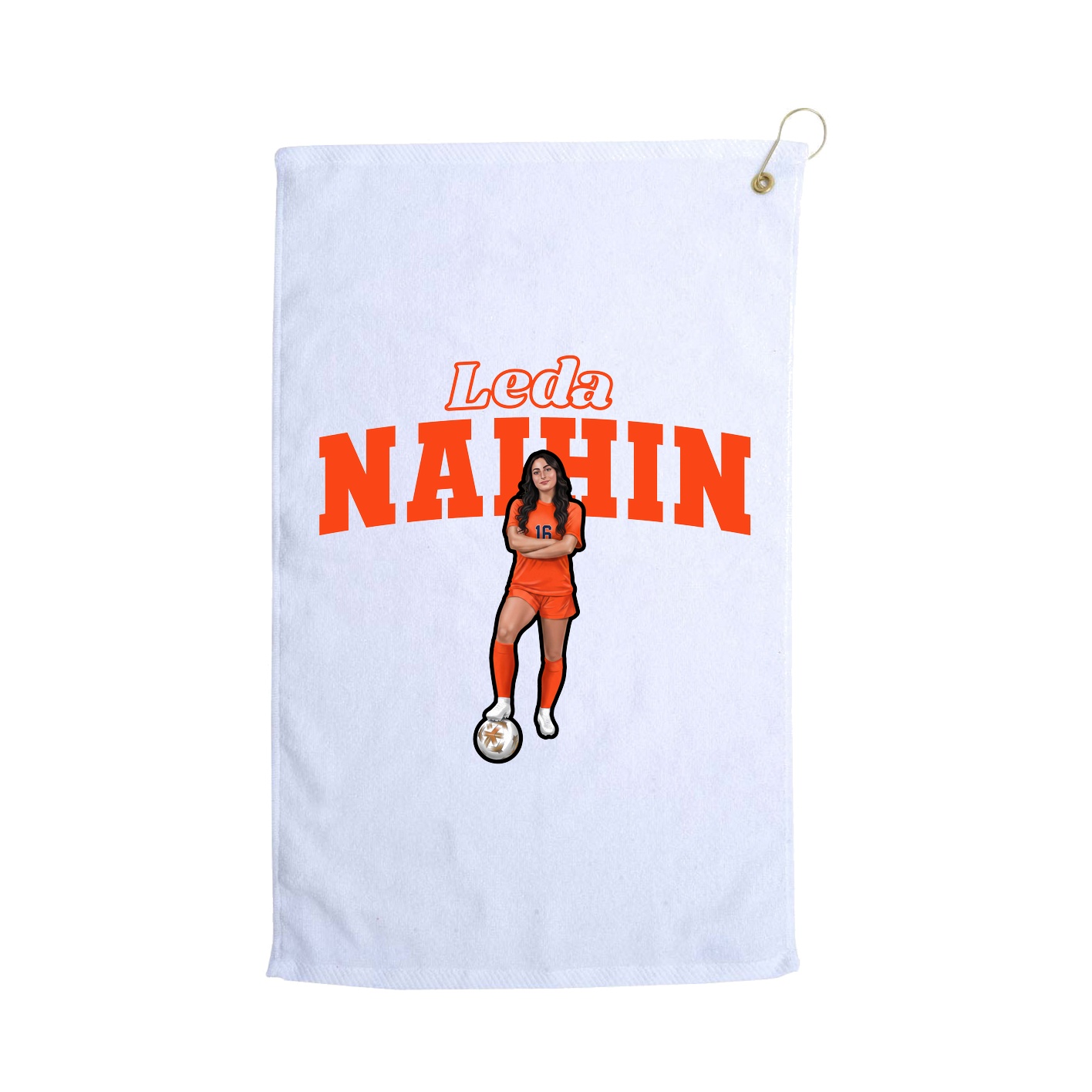 Golf Towel — Name Arch in White