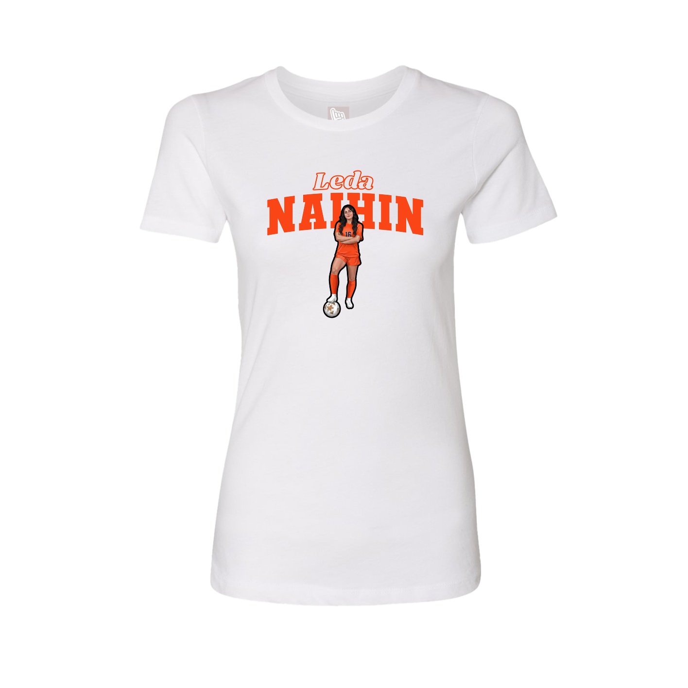 Fitted Women's Tee — Name Arch in White