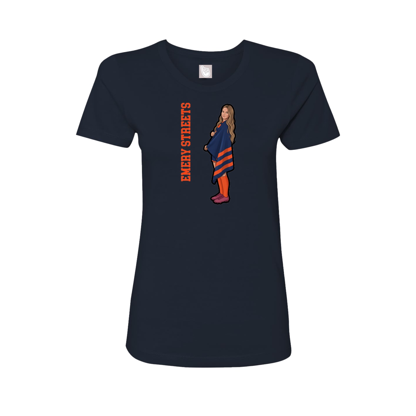 Fitted Women's Tee — Name Vertical in Navy
