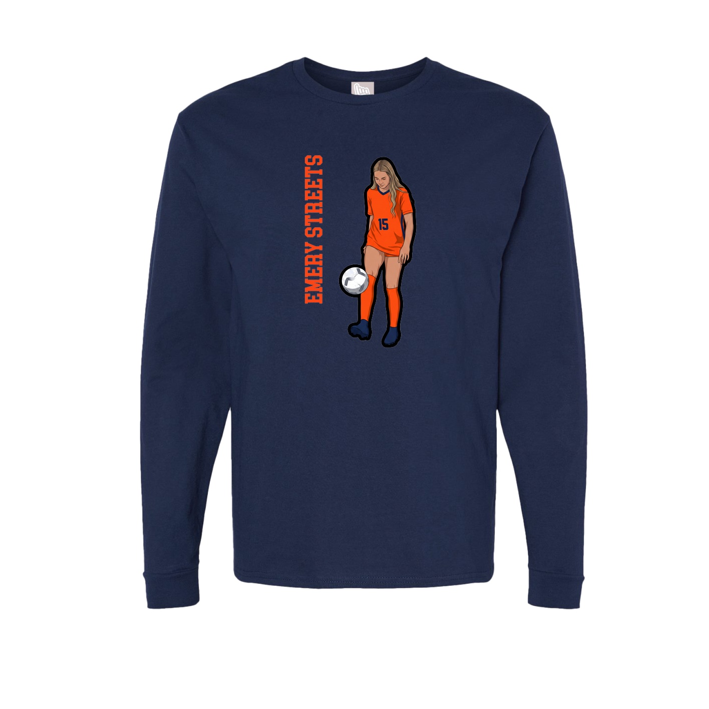 Long Sleeve Tee — Name Vertical in Navy