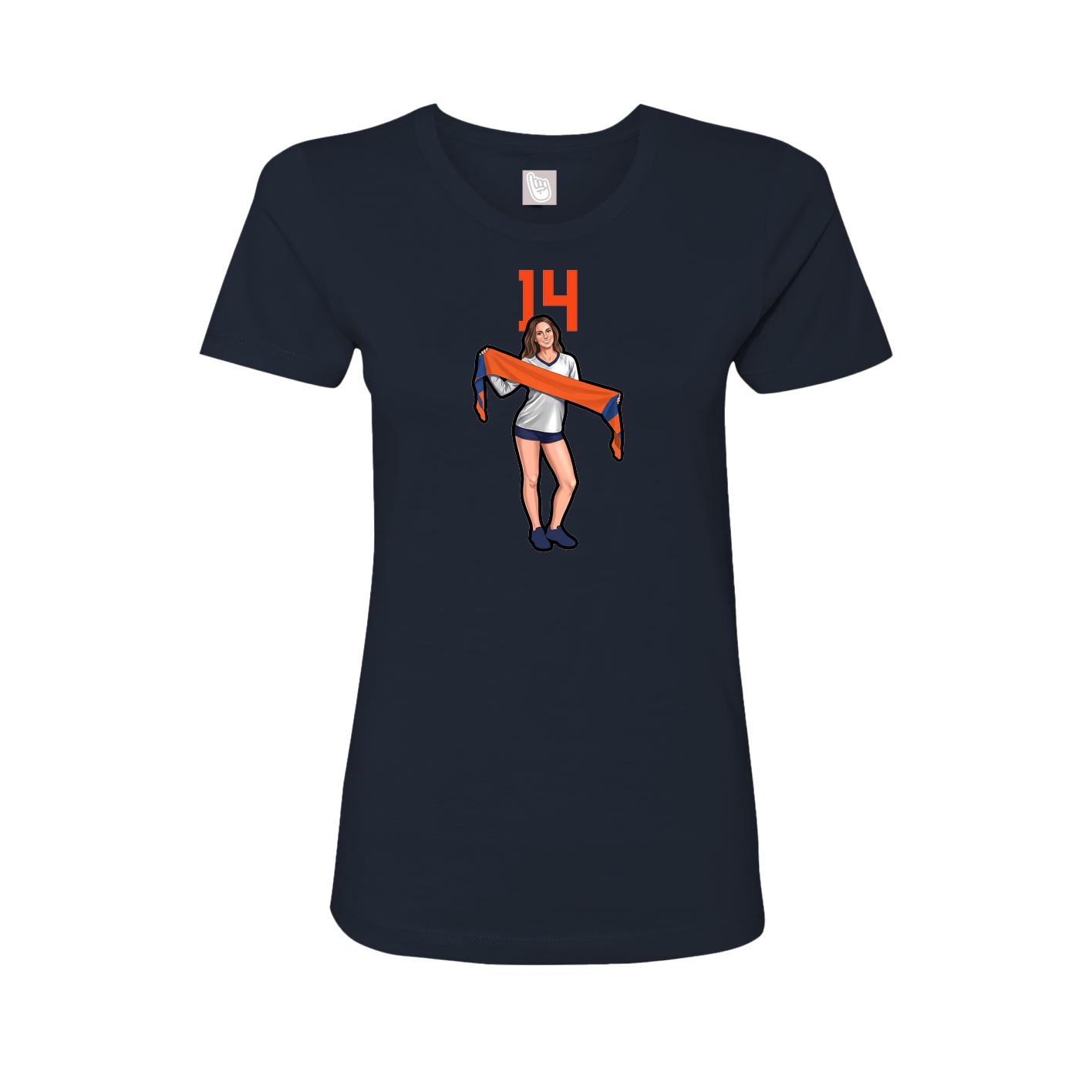 Fitted Women's Tee — Number Top in Navy
