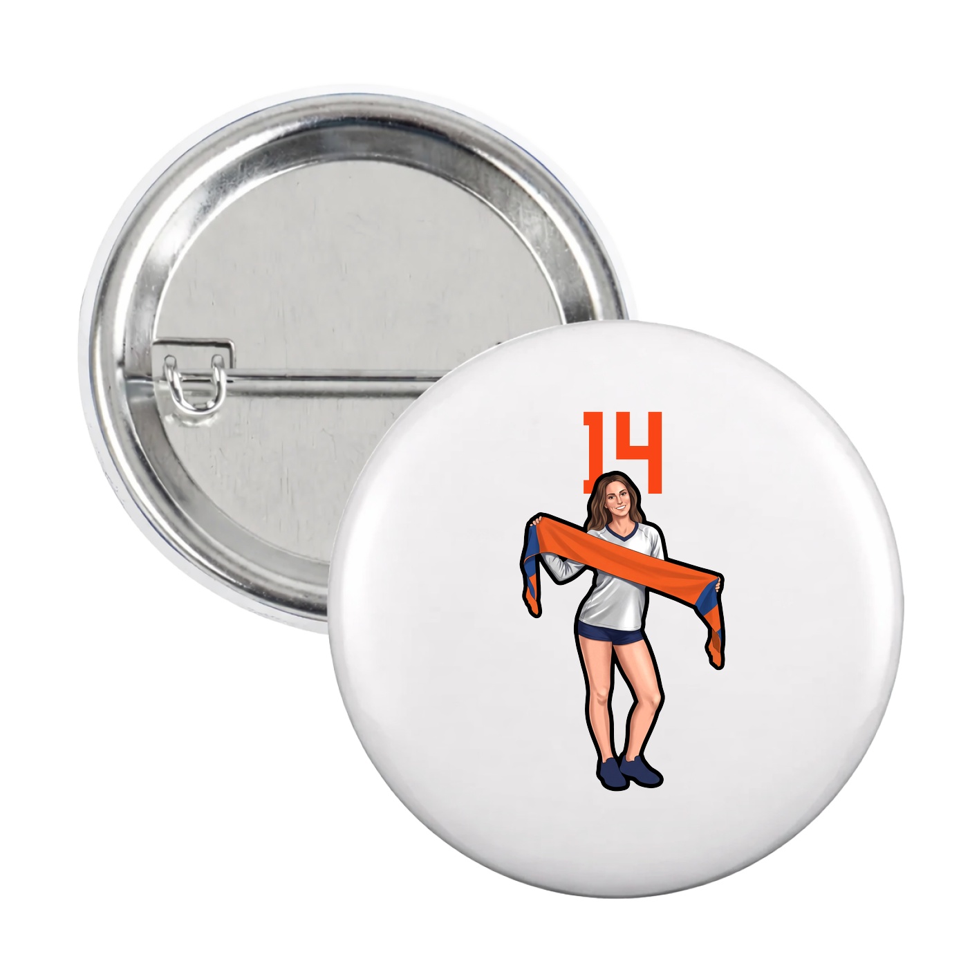 Game Day Button — Number Top in White