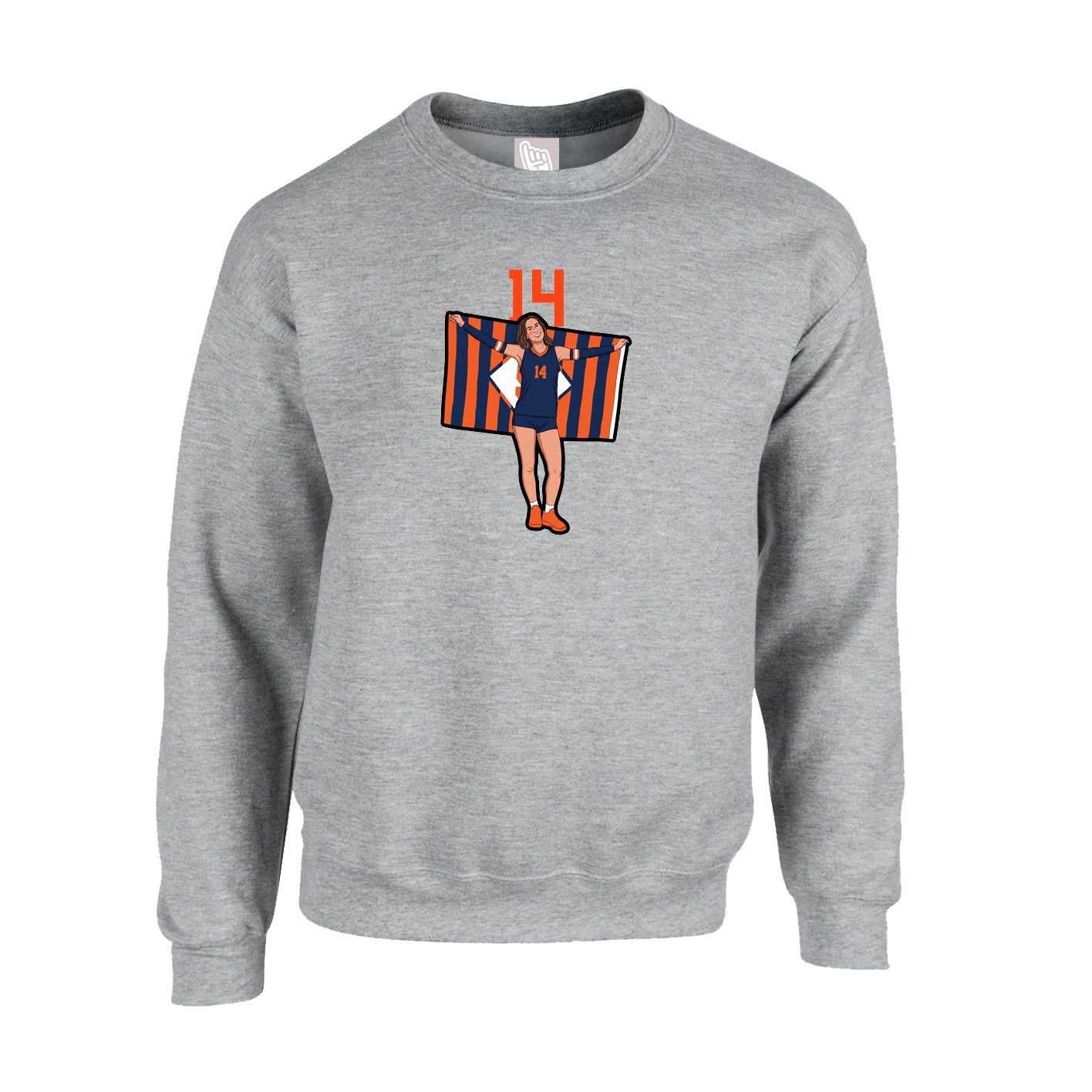 Fleece Crew — Number Top in Grey