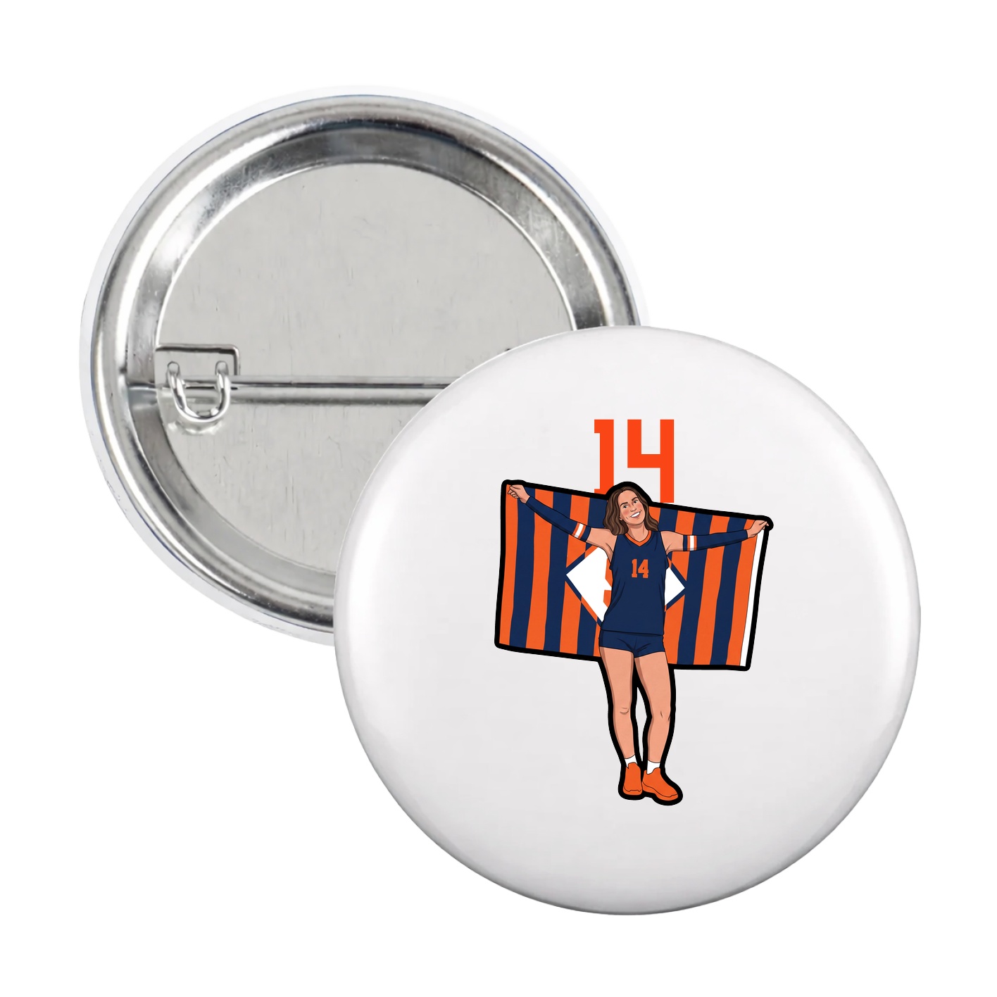 Game Day Button — Number Top in White