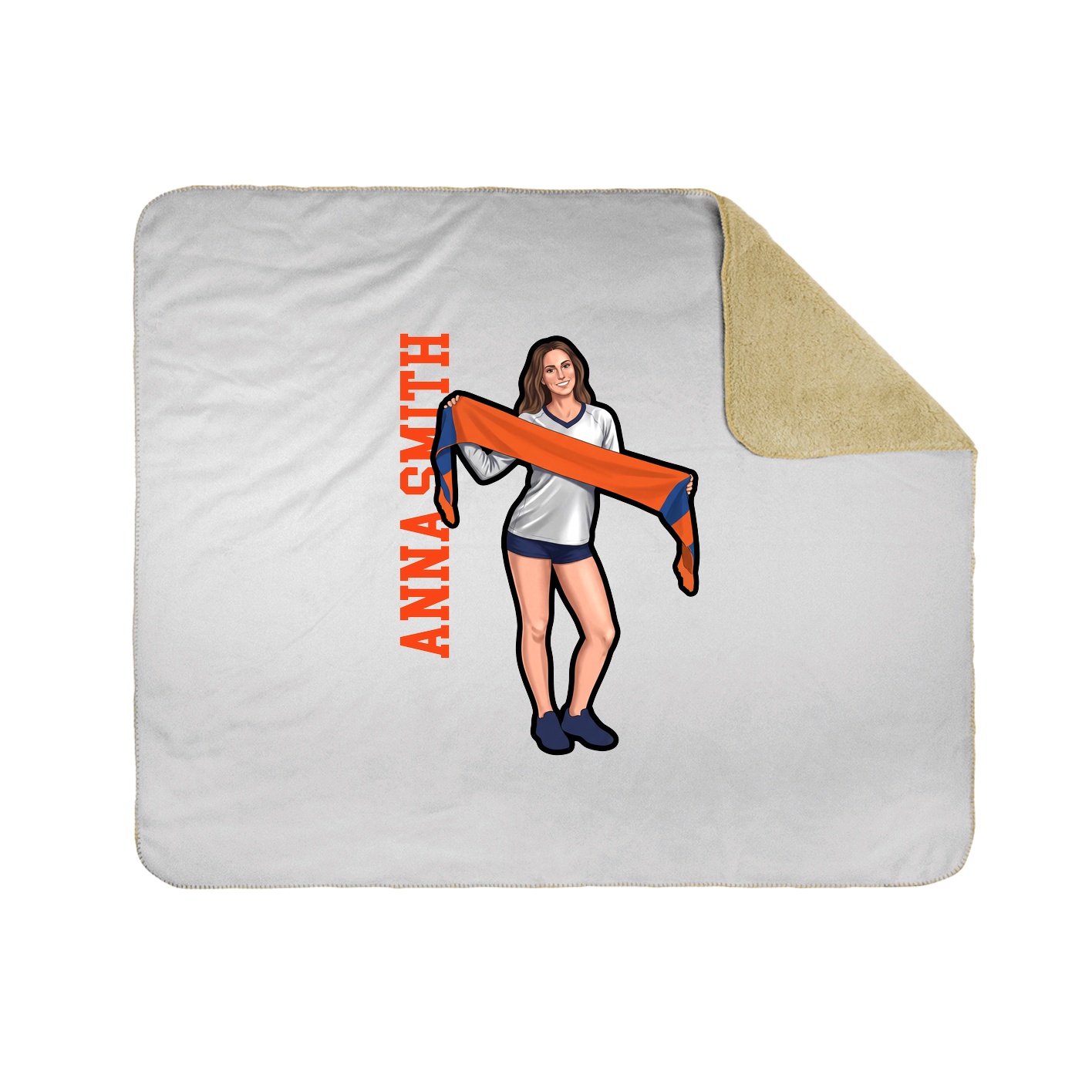 Throw Blanket — Name Vertical in White