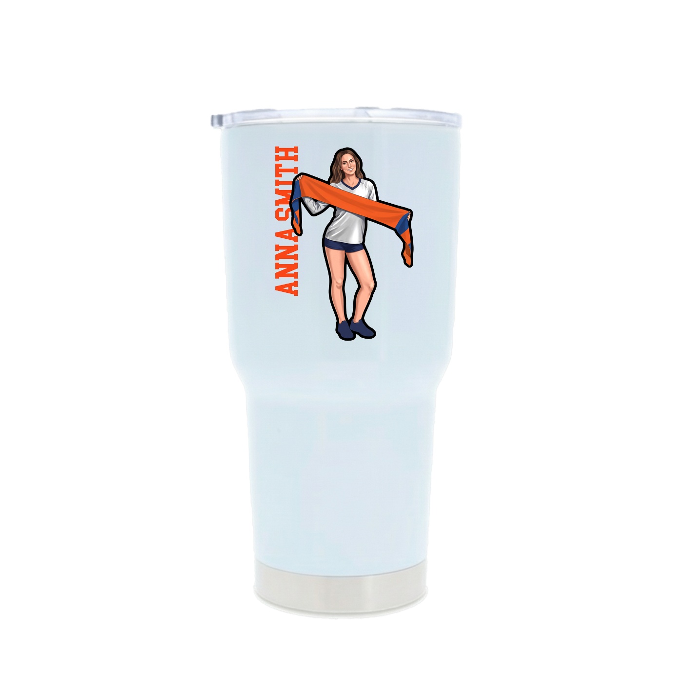 30oz Stainless Steel Tumbler — Name Vertical in White
