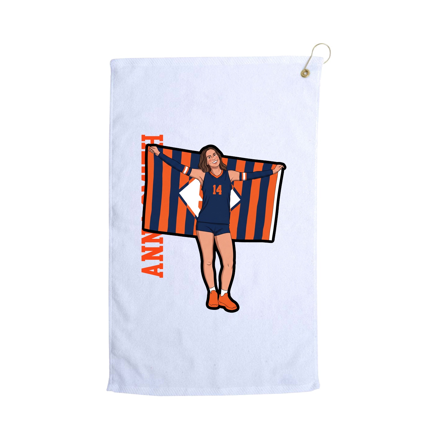Golf Towel — Name Vertical in White