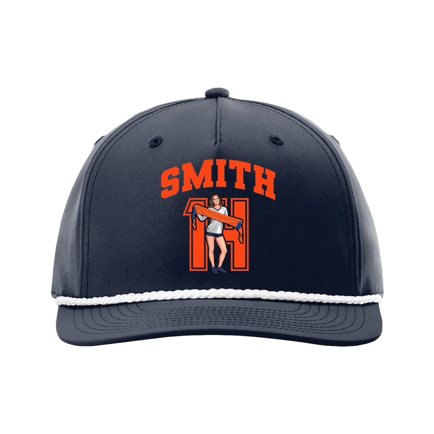 Five-Panel Classic Rope Cap — Number in Navy