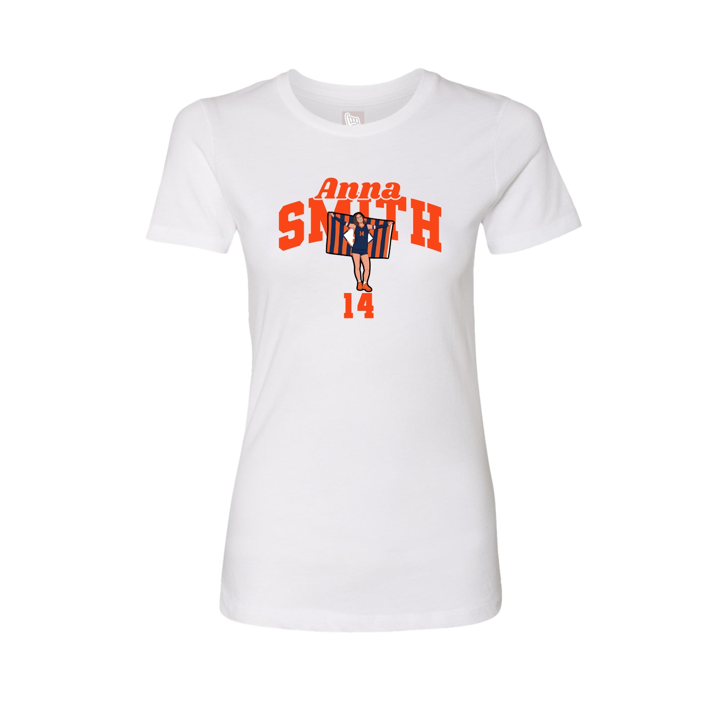 Fitted Women's Tee — Signature Arch in White