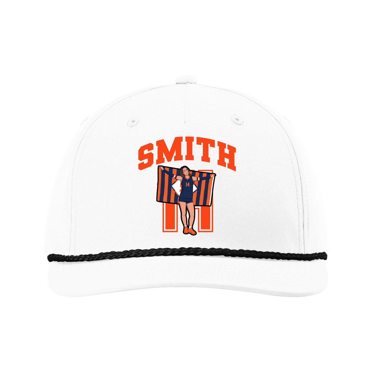 Five-Panel Classic Rope Cap — Number in White