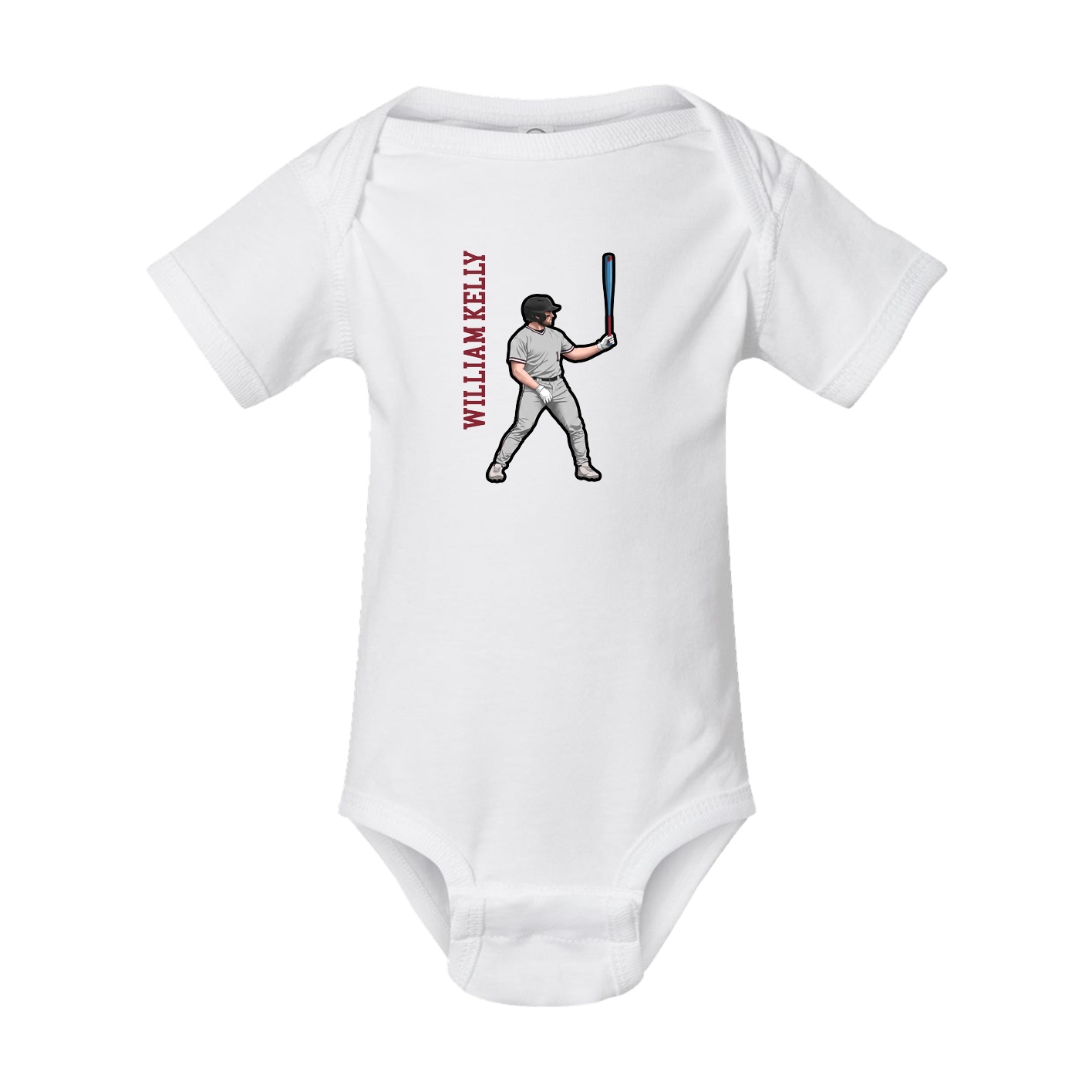 Baby Onesie — Name Vertical in White